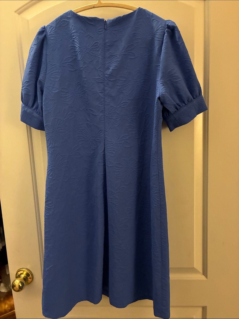 Tommy Hilfiger Cornflower Blue Textured V-Neck Midi Dress - Picture 3 of 5